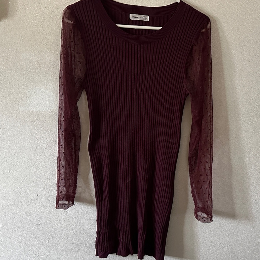 Society Deep Burgundy Knit Top